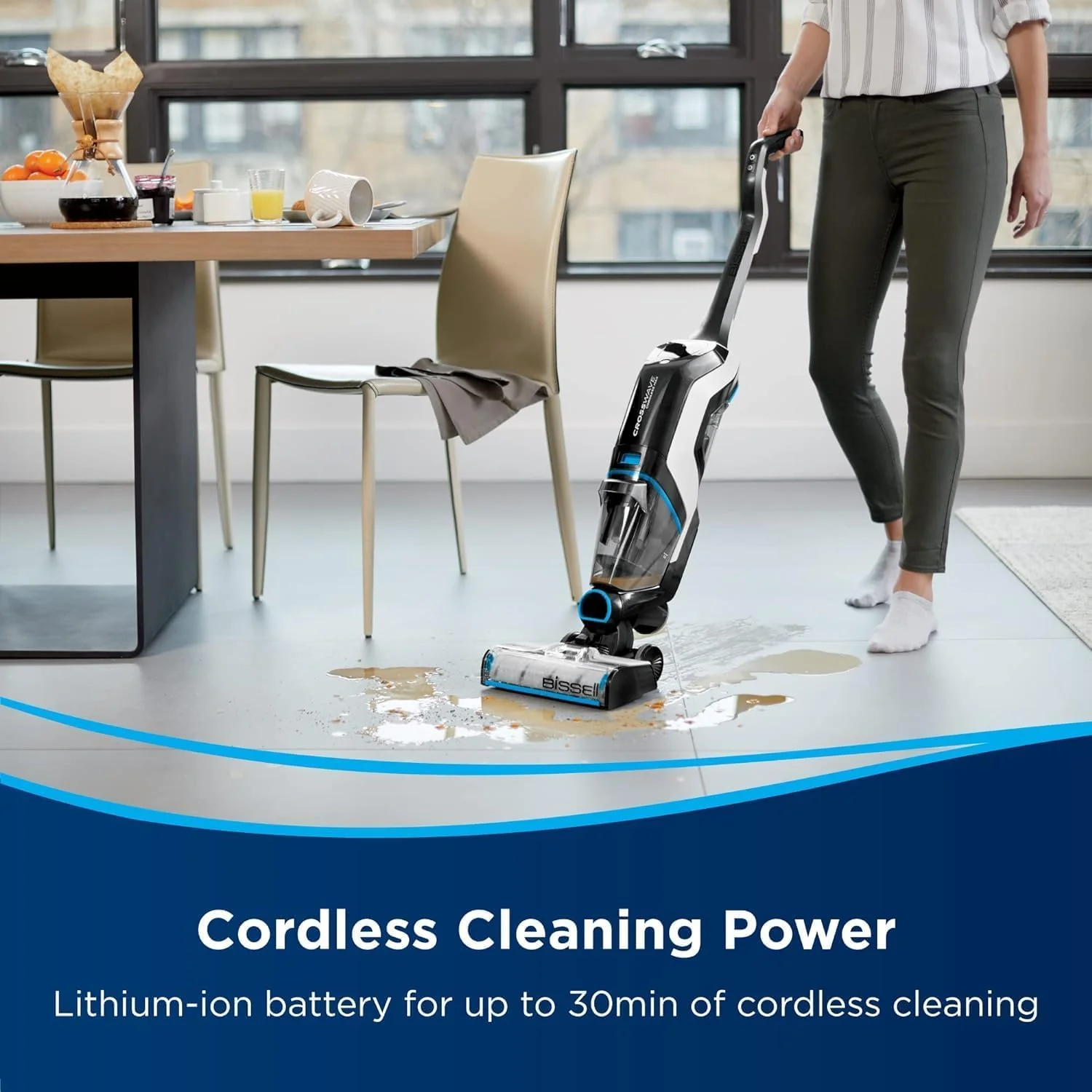 Bissell Crosswave Cordless Max 3 in 1 , Vacuum, Wash, and Dry 36 W 2767E Titanium/Bossanova Blue - Image 3