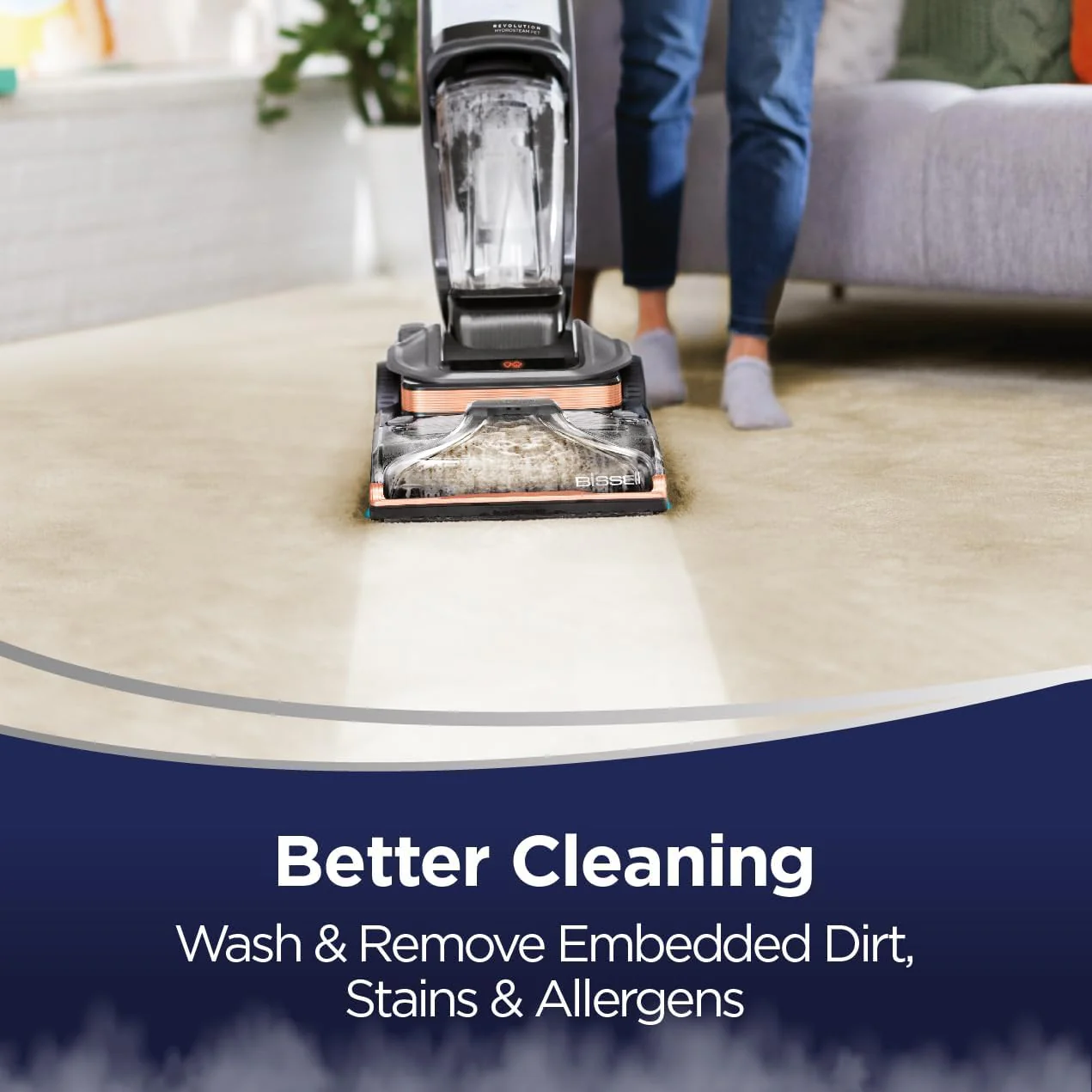 BISSELL Revolution Hydrosteam Upright Deep Cleaner,3.8 Liters, 3672E - Titanium/Copper Harbor - Image 3