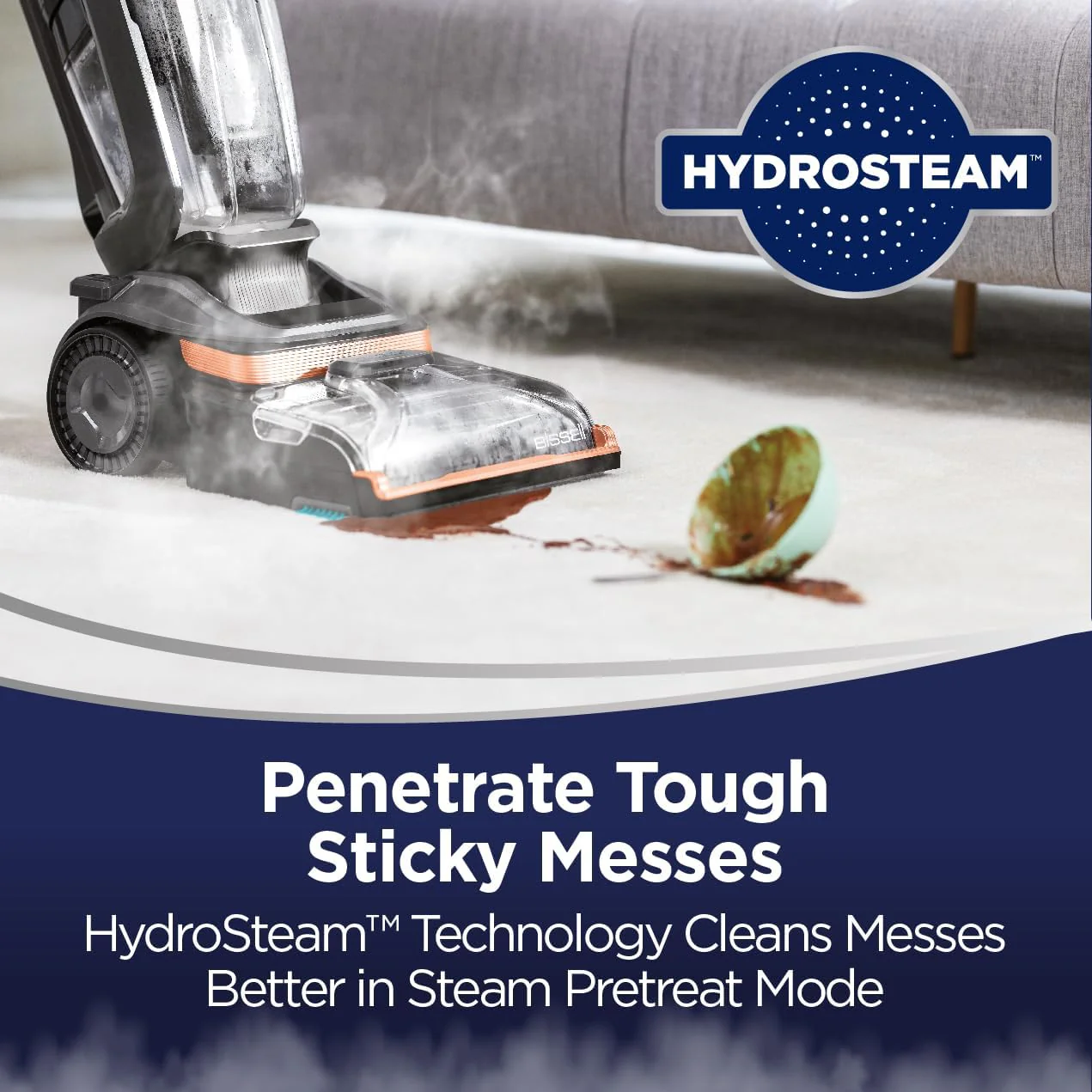 BISSELL Revolution Hydrosteam Upright Deep Cleaner,3.8 Liters, 3672E - Titanium/Copper Harbor - Image 4