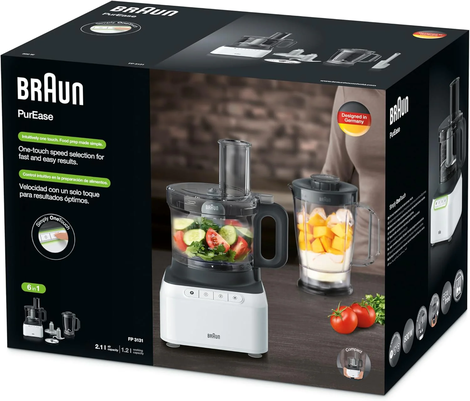 Braun FP3131WH food processor 800 W 2.1 L Grey, White - Image 9