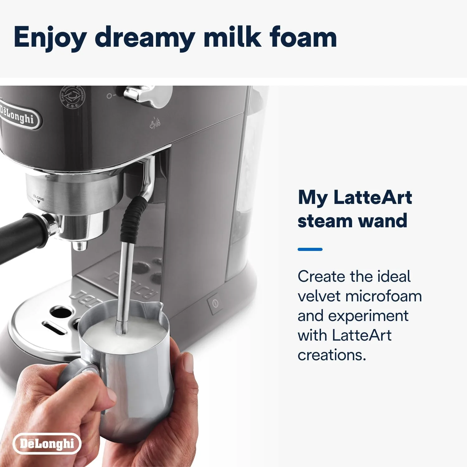 Delonghi Dedica Arte Espresso Machine , 1350 Watt, Metal - EC885 GY - Image 5