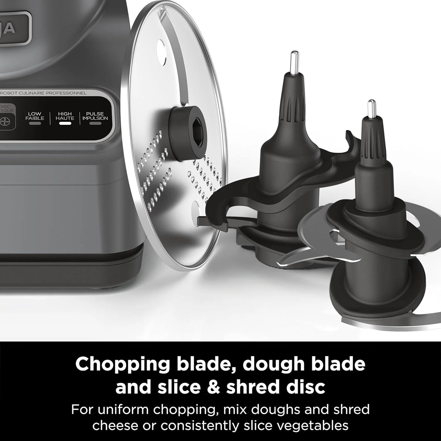 Ninja Food Processor, Professional Plus, 1000 Peak Watts, 4 Functions for Chopping, Slicing, Purees & Dough with 9-Cup Processor Bowl, 3 Blades, Food Chute & Pusher, Silver, BN601 - Image 9