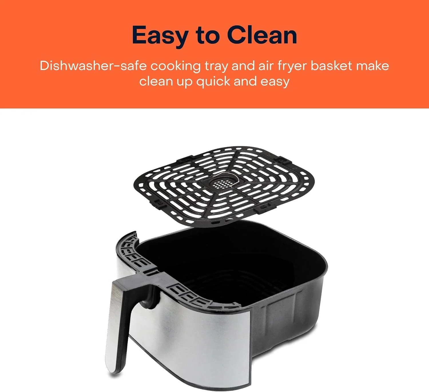 Nutricook Air Fryer 2, 1700 Watts, 5.5 Liters, Brush Stainless Steel/Black, Af205 - Image 7