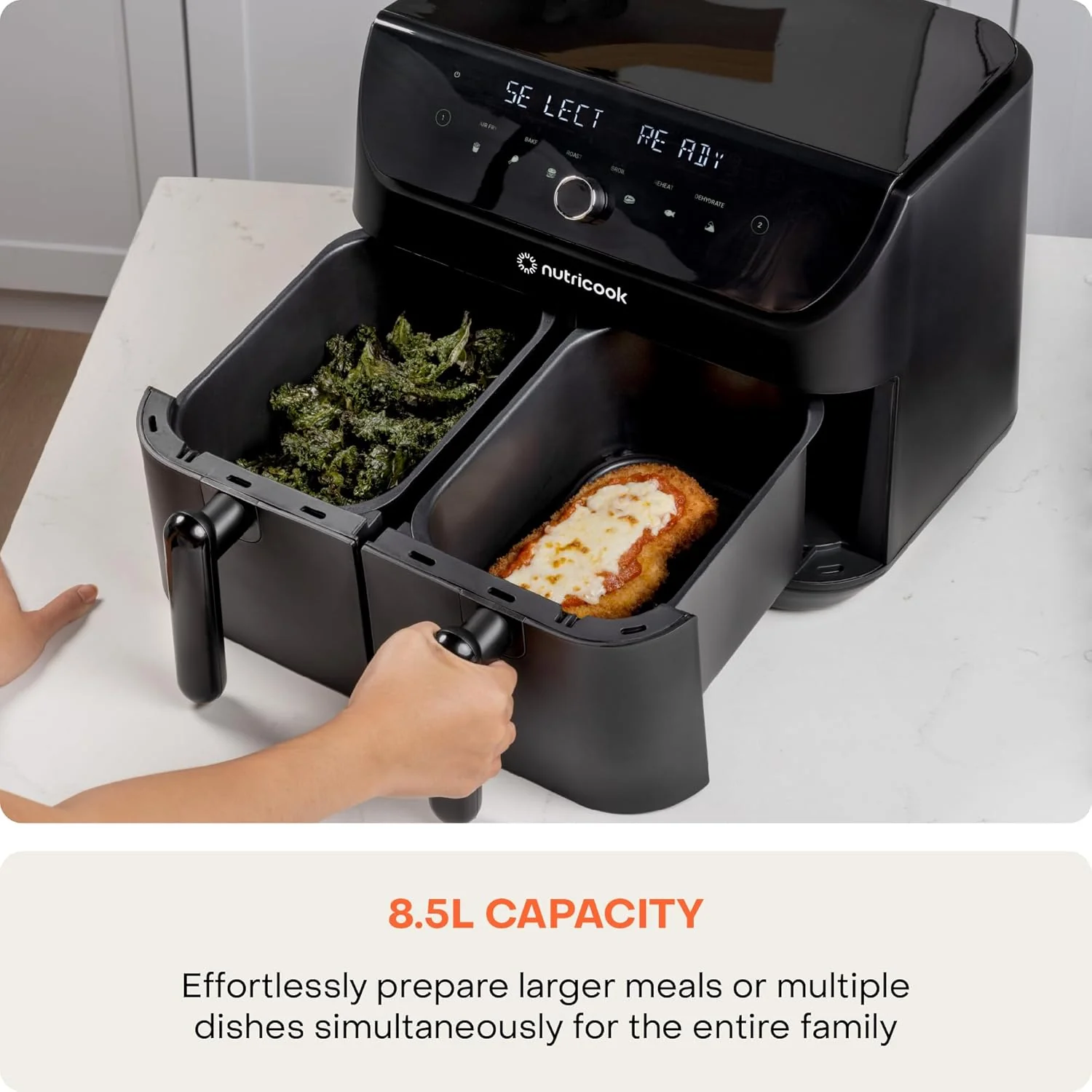 Nutricook Duo 2 Air Fryer, 8.5 Liters, 2400 Watt, Black- AFD185 - Image 4