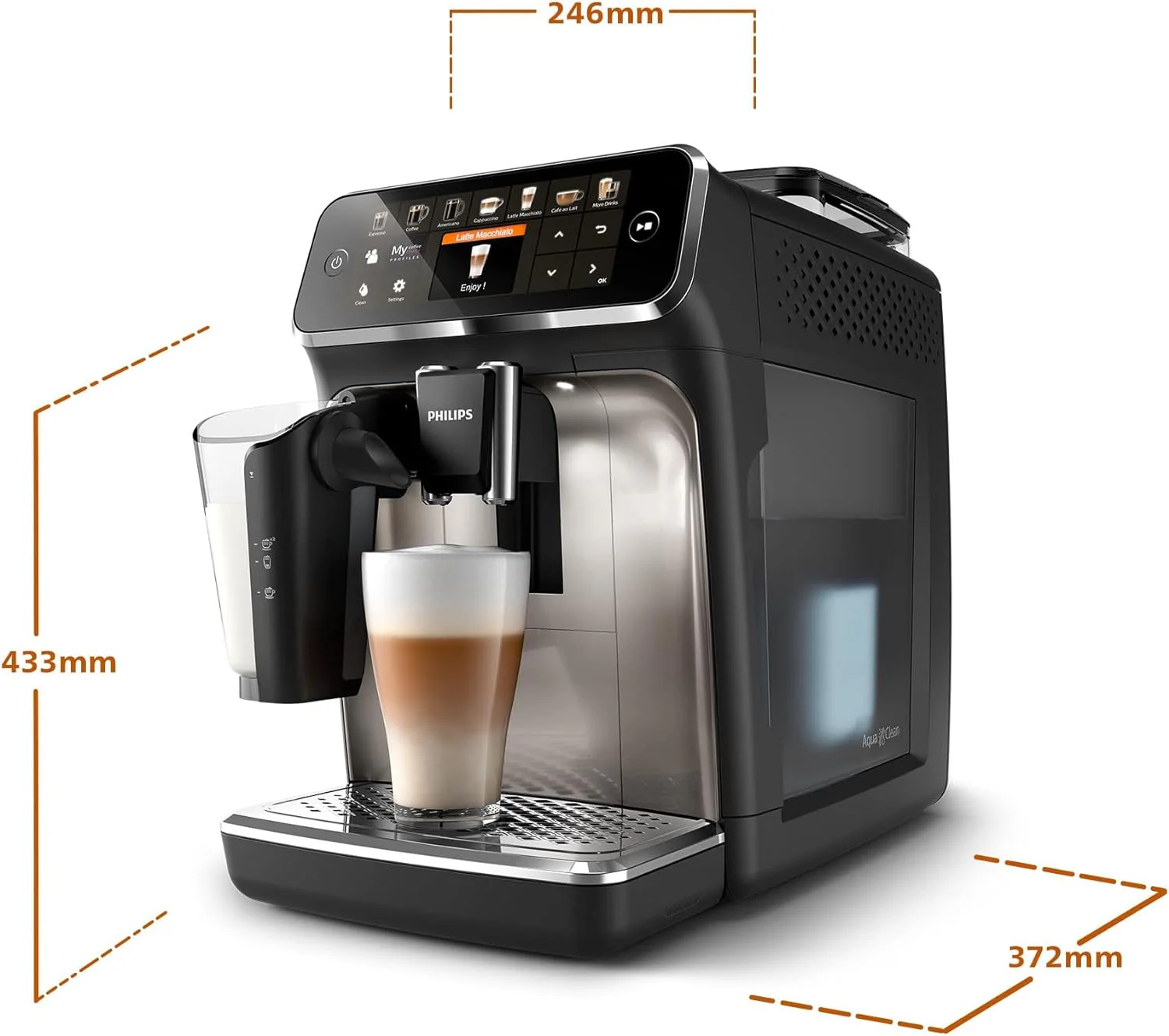 Philips EP5547/90 Fully Automatic Espresso Machine, LatteGo Milk System, AquaClean Filter, Stainless Steel, 1500 W, Black - Image 10