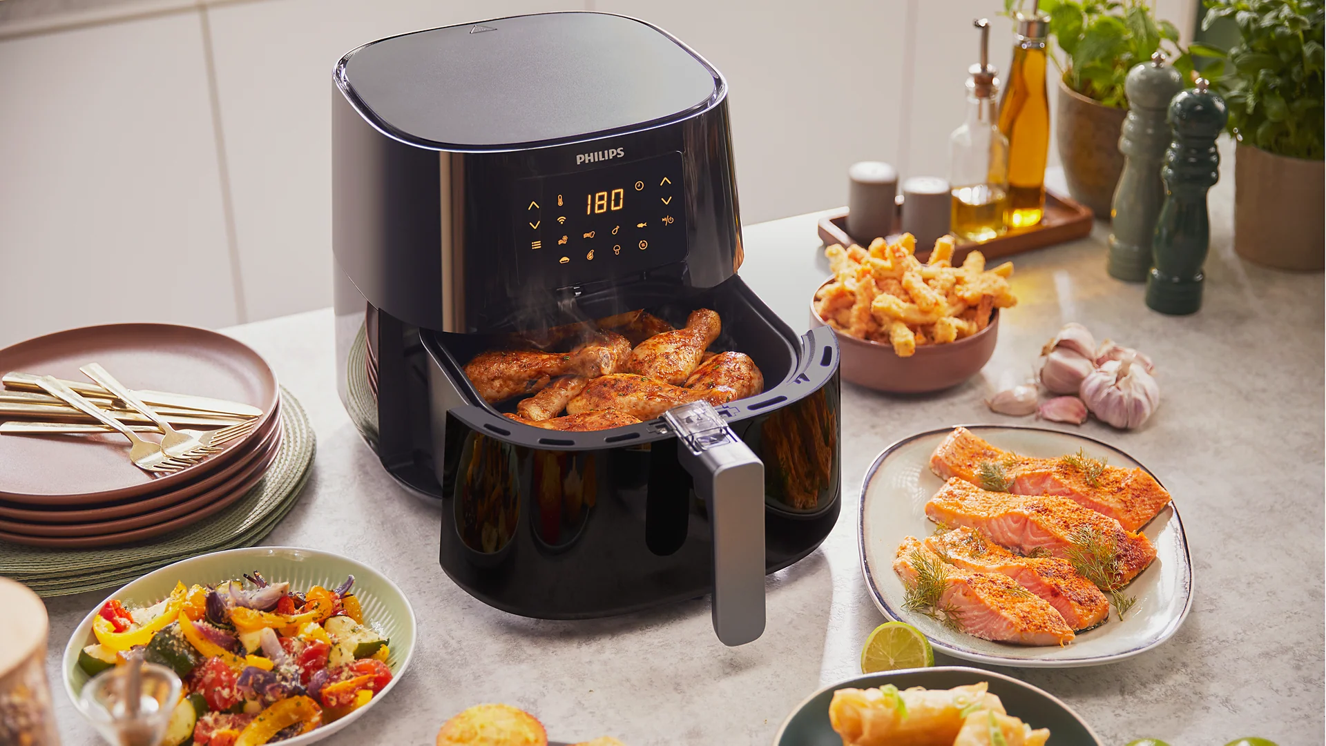 Philips Essential Air Fryer with Wi-Fi Connection, 6.2 Liters, 2000 Watt, Black - HD9280-91 - Image 3